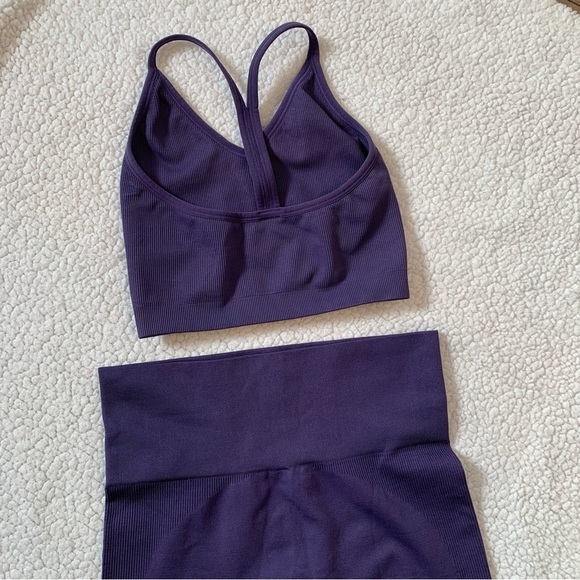 Set  Active Purple Sculptflex Ribbed Workout Bra - Picture 2 of 5